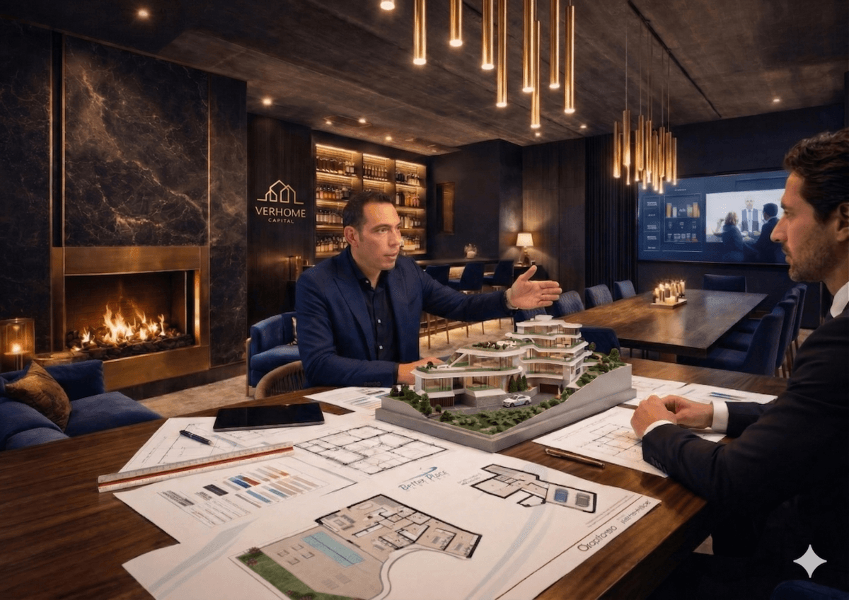 Twee ondernemers bespreken vastgoedinvesteringen